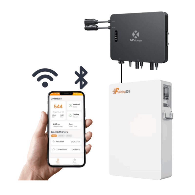 APsystems EZHI Hybrid-Mikrowechselrichter + Felicity ESS 5.12kWh 48V Speicher